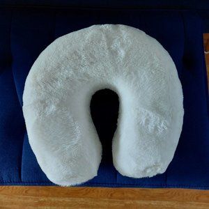 Fluffy Furry Super Soft Comfortable White Neck Pillow Perfect for Traveling Home